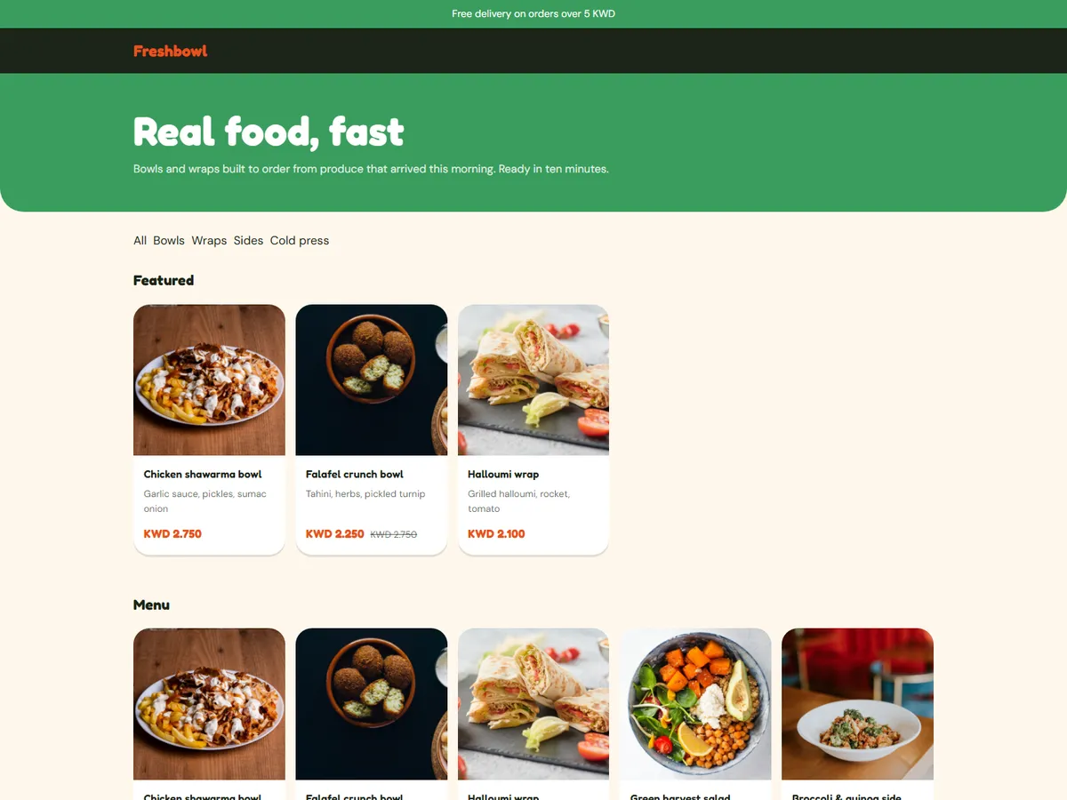 The Freshbowl storefront theme